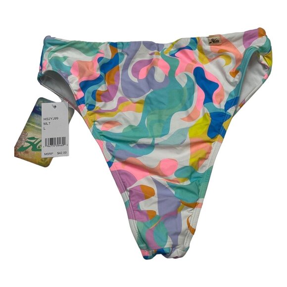 Hobie Bikini Bottom Womens L Roller Derby‎ Colorful Abstract High Waisted Beach - Picture 2 of 4